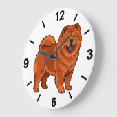 Chow Chow Dog Wall Clock Fluffy Pet Decor Große Wanduhr (Winkel)