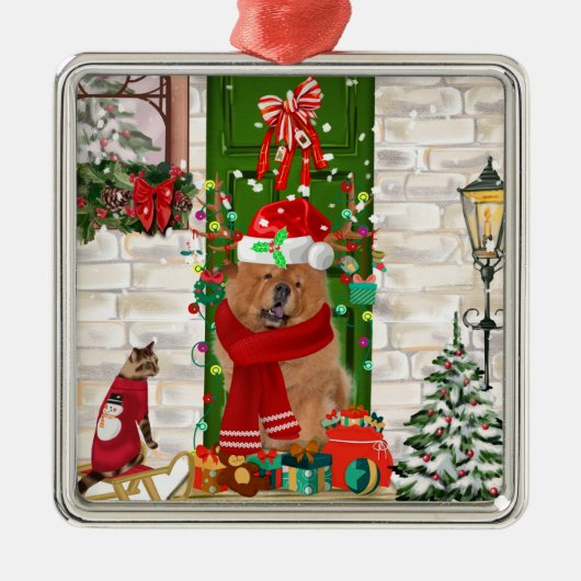 Chow Chow Dog Weihnachten Ornament Aus Metall (Vorne)