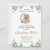 Chow Chow Dog Welpe Greenery Boho Baby Shower Einladung (Vorderseite)