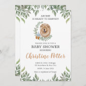 Chow Chow Dog Welpe Greenery Boho Baby Shower Einladung (Vorne/Hinten)