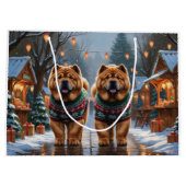Chow Chow Dogs Christmas Snow Holiday  Große Geschenktüte (Rückseite)