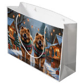 Chow Chow Dogs Christmas Snow Holiday  Große Geschenktüte (Rückseite Schrägansicht)