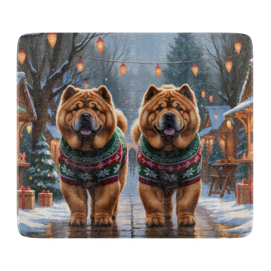 Chow Chow Dogs Christmas Snow Holiday  Schneidebrett (Vorderseite)