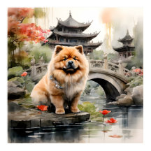 Chow Chow Erforschung eines chinesischen Gartens