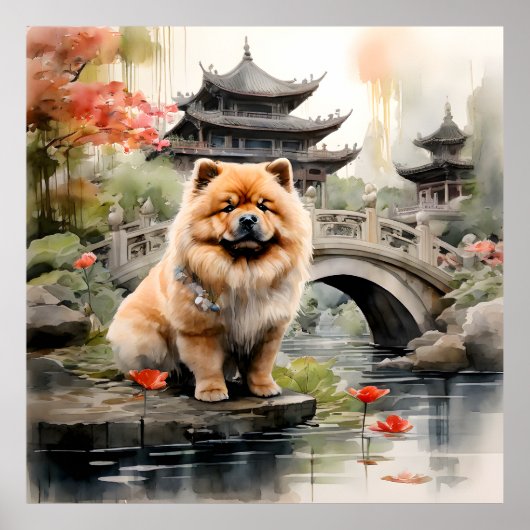 Chow Chow Erforschung eines chinesischen Gartens Poster (Vorne)