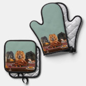 Chow Chow Feast Oven Mitt und Pot Holder Ofenhandschuh & Topflappen-Set (Vorderseite/Rückseite)