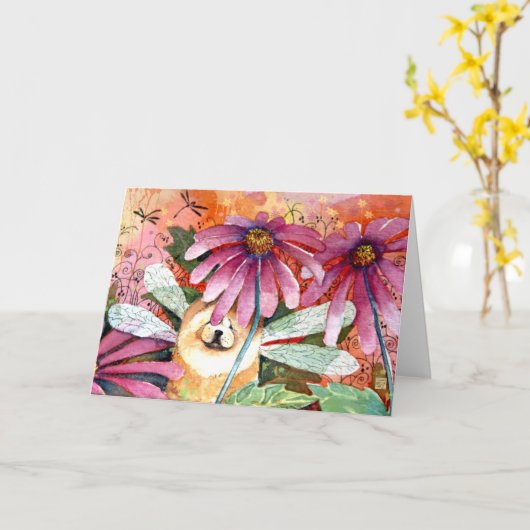 CHOW-CHOW FEENHAFTE Kunstkarten Karte (Gelbe Blume)