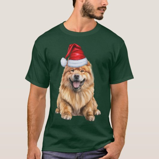 Chow Chow Funny Christmas Santa Dog T-Shirt (Vorderseite)