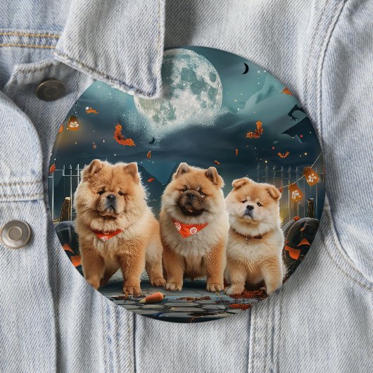Chow Chow Halloween Gruselig Button (Beispiel)