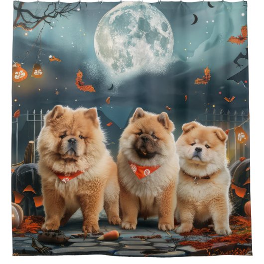 Chow Chow Halloween Spooky Duschvorhang (Vorderseite)