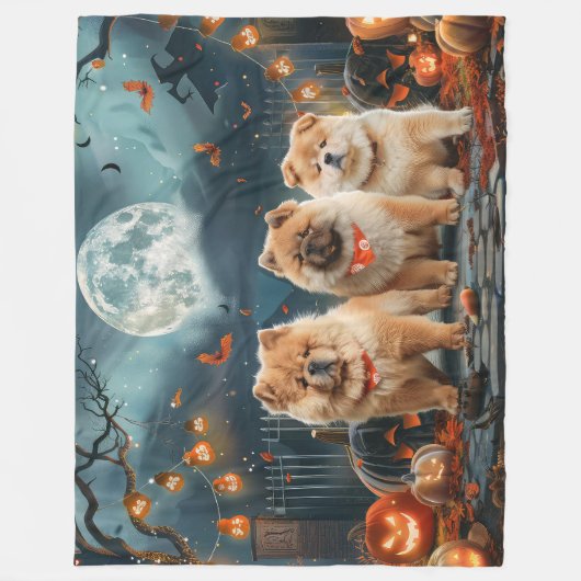 Chow Chow Halloween Spooky Fleecedecke (Vorderseite)