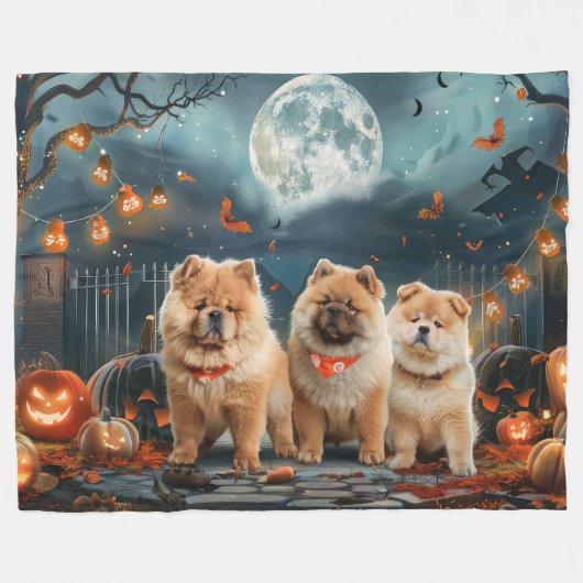 Chow Chow Halloween Spooky Fleecedecke (Vorderseite (Horizontal))