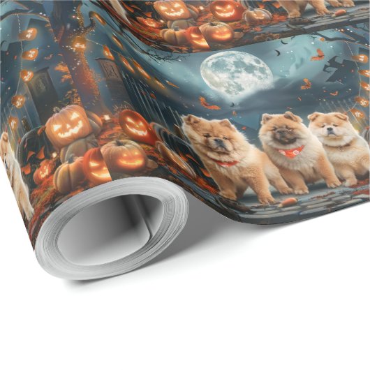 Chow Chow Halloween Spooky Geschenkpapier (Rolleneckpunkt)