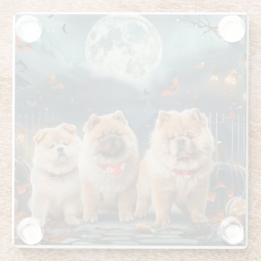 Chow Chow Halloween Spooky Glasuntersetzer (Rückseite)