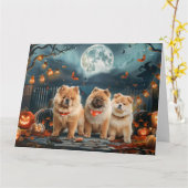 Chow Chow Halloween Spooky Karte (Gelbe Blume)