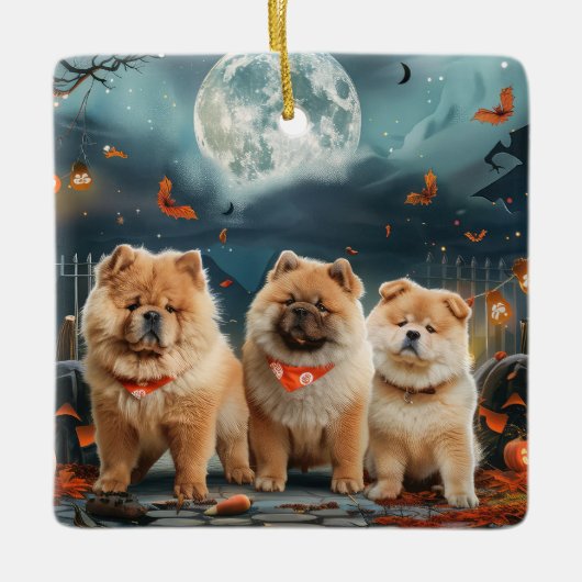 Chow Chow Halloween Spooky Keramikornament (Vorderseite)