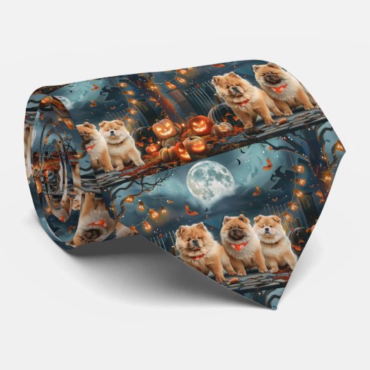Chow Chow Halloween Spooky Krawatte (Gerollt)