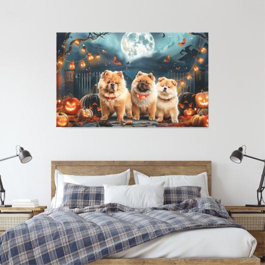Chow Chow Halloween Spooky Leinwanddruck (Insitu (Schlafzimmer))