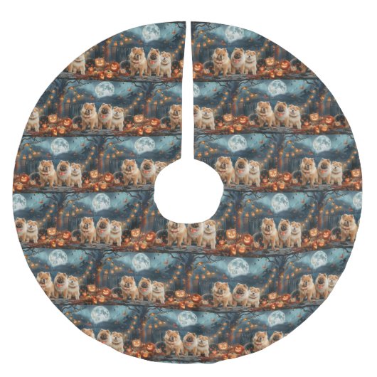 Chow Chow Halloween Spooky Polyester Weihnachtsbaumdecke (Vorderseite)