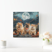 Chow Chow Halloween Spooky Quadratische Wanduhr (Zuhause)