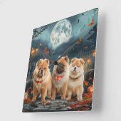 Chow Chow Halloween Spooky Quadratische Wanduhr (Winkel)