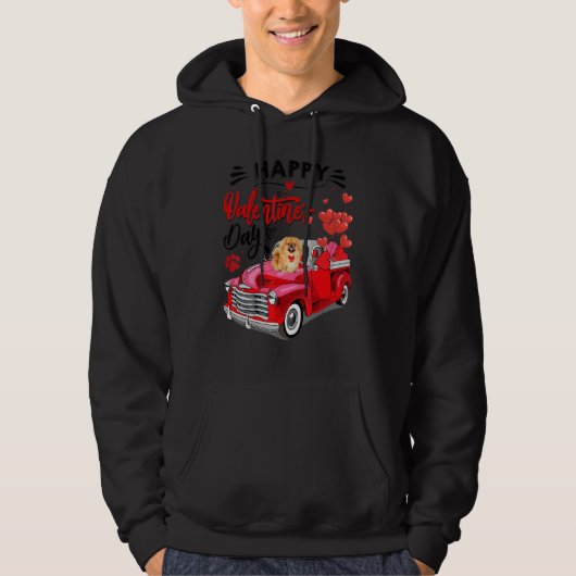 Chow Chow Heart Red Truck Happy Valentine Day Dog Hoodie (Vorderseite)