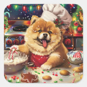 Chow Chow Holiday Baking: Feierliche Weihnachten Quadratischer Aufkleber (Vorderseite)