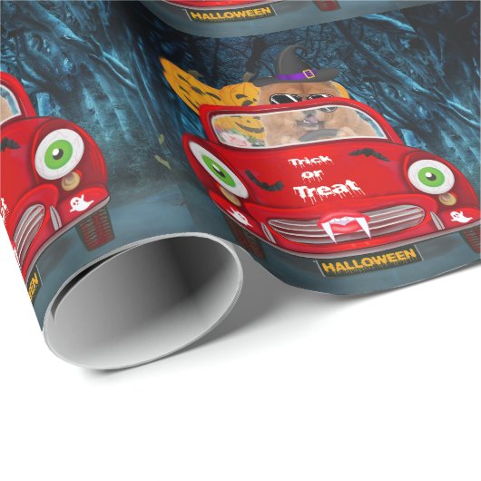 Chow Chow Hund Autofahren Auto Beängstigend Hallow Geschenkpapier (Rolleneckpunkt)