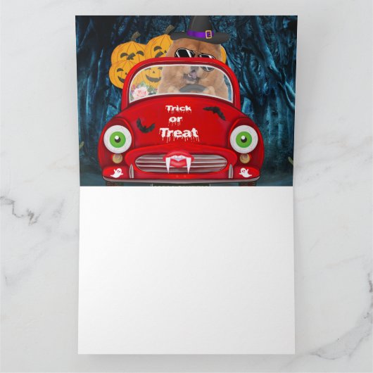 Chow Chow Hund Autofahren Auto Beängstigend Hallow Karte (Innenseite)