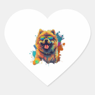 Chow Chow Hund Chinesische Hunde Rasse für eine Ch Herz-Aufkleber