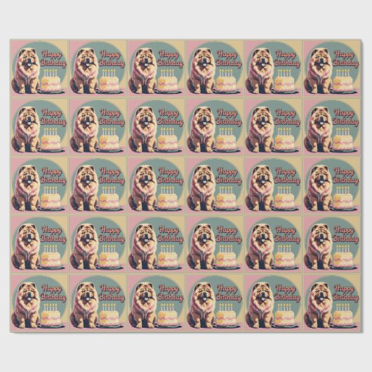 Chow Chow Hund farbenfroh Geschenkpapier (Flach)