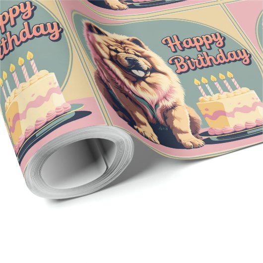 Chow Chow Hund farbenfroh Geschenkpapier (Rolleneckpunkt)