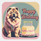 Chow Chow Hund farbenfroh Quadratischer Aufkleber (Vorderseite)