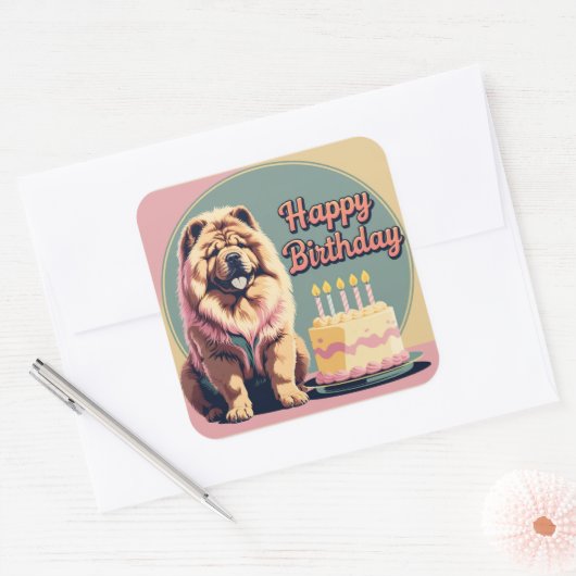Chow Chow Hund farbenfroh Quadratischer Aufkleber (Umschlag)