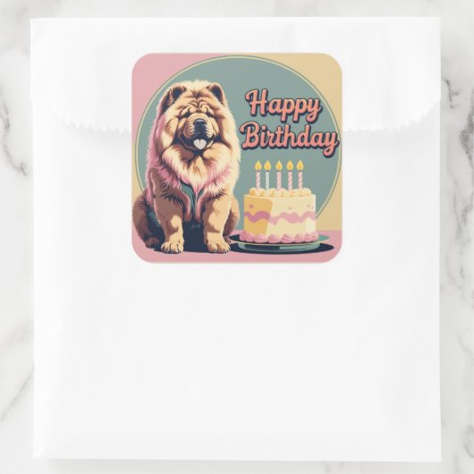 Chow Chow Hund farbenfroh Quadratischer Aufkleber (Tasche)