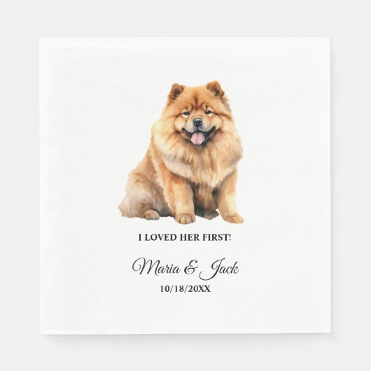 Chow Chow Hund ich liebte ihre erste Hochzeit Serviette (Vorderseite)