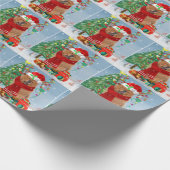 Chow Chow Hund im Schnee mit Weihnachtsgeschenke Geschenkpapier (Ecke)