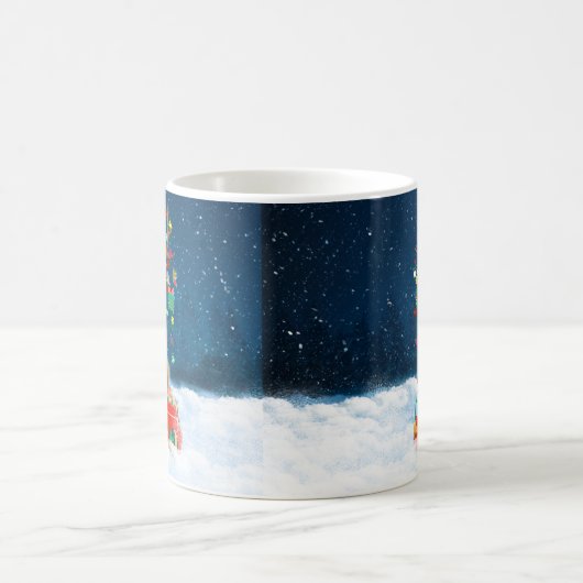 Chow Chow Hund im Schnee mit Weihnachtsgeschenke Kaffeetasse (Mittel)