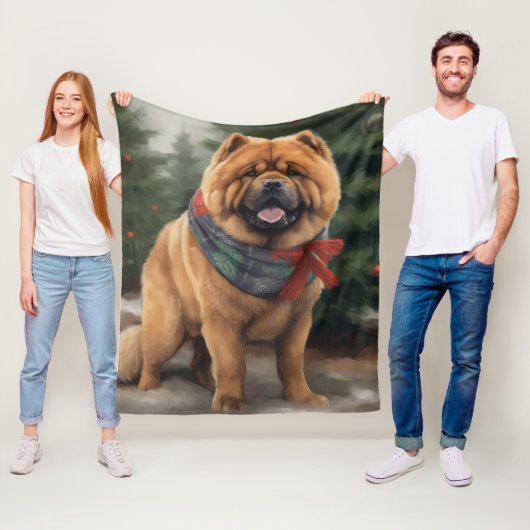 Chow Chow Hund im Schnee Weihnachten Fleecedecke (Beispiel)