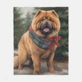 Chow Chow Hund im Schnee Weihnachten Fleecedecke (Vorderseite)