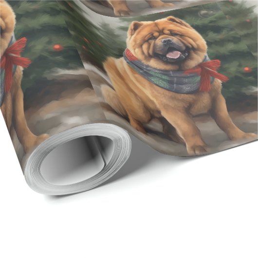 Chow Chow Hund im Schnee Weihnachten Geschenkpapier (Rolleneckpunkt)