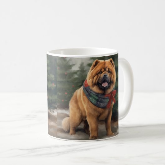Chow Chow Hund im Schnee Weihnachten Kaffeetasse (VorderseiteRechts)