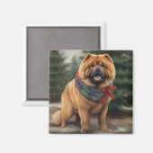 Chow Chow Hund im Schnee Weihnachten Magnet (Vorderseite/Rückseite)