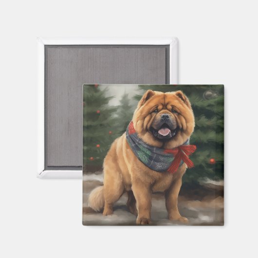 Chow Chow Hund im Schnee Weihnachten Magnet (Vorderseite/Rückseite)