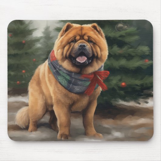 Chow Chow Hund im Schnee Weihnachten Mousepad (Vorne)