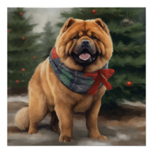 Chow Chow Hund im Schnee Weihnachten Poster