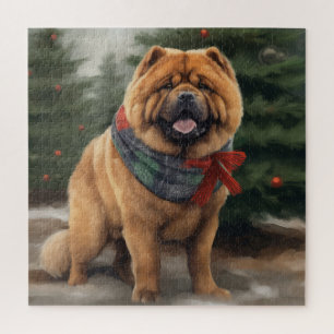 Chow Chow Hund im Schnee Weihnachten Puzzle