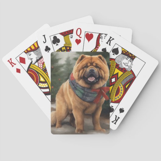 Chow Chow Hund im Schnee Weihnachten Spielkarten (Rückseite)
