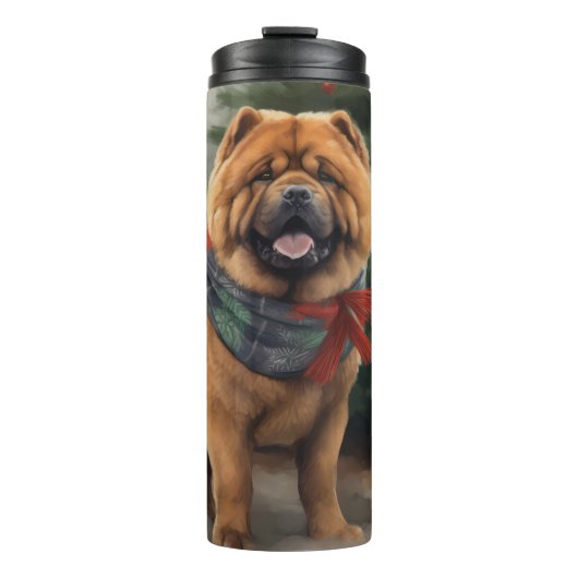 Chow Chow Hund im Schnee Weihnachten Thermosbecher (Vorderseite)