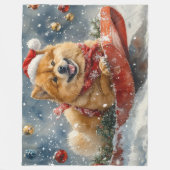 Chow Chow Hund in Sledge Lass es Schnee Weihnachte Fleecedecke (Vorderseite)